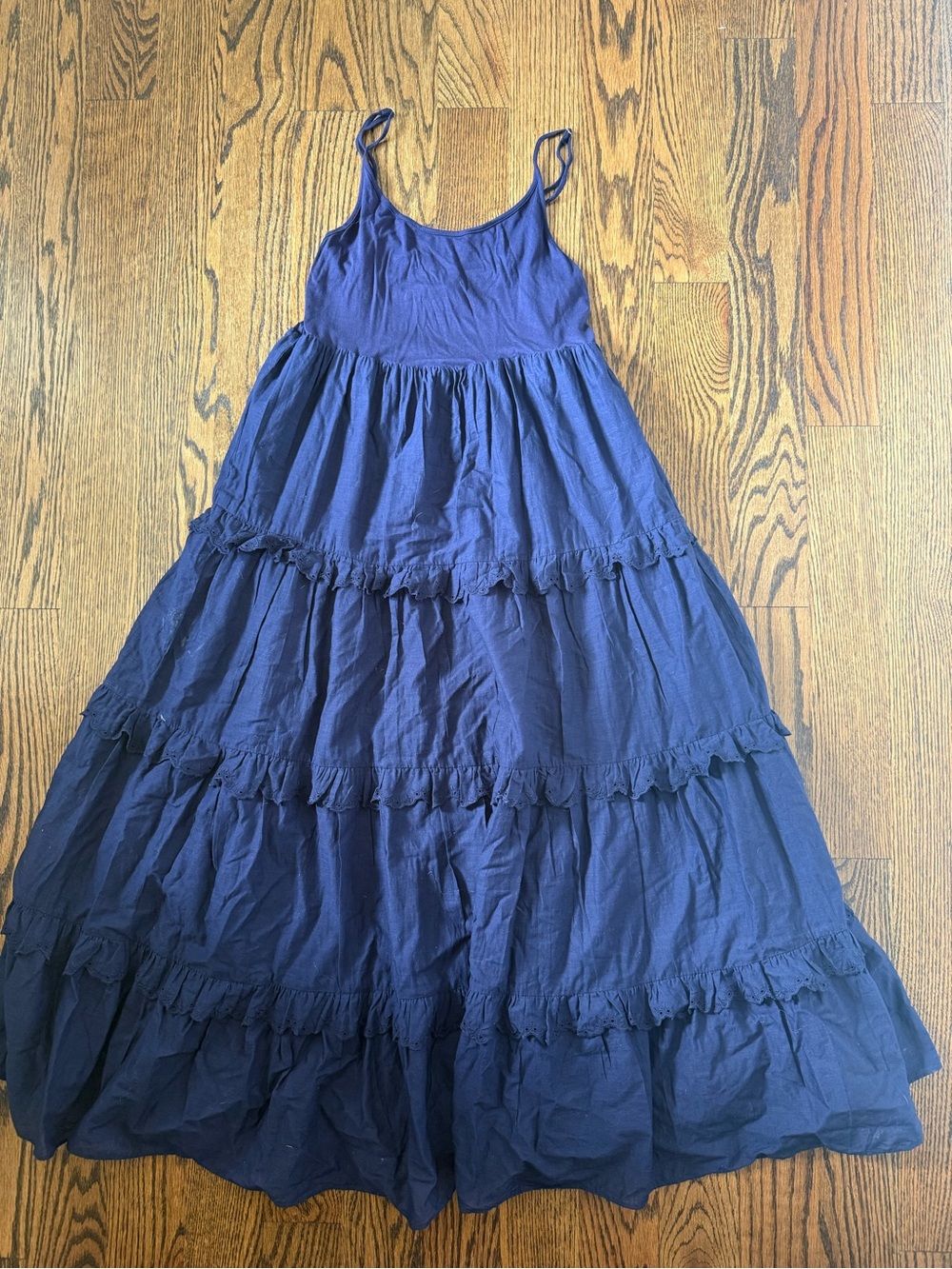 Anthropologie navy blue tiered tank maxi dress M petite - Picture 8 of 8